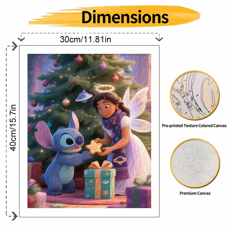 Disney Stitch Christmas Fairy Painting By Numbers Kit Hand Painting Home Decor