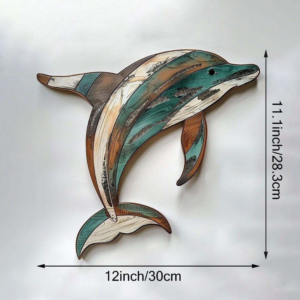 Retro Wooden Dolphin Wall Ornament Ocean Series Marine Animal Decoration Summer Outdoor Hawaiian