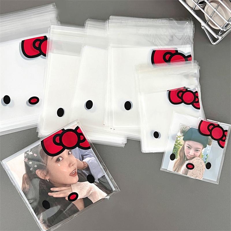 100 шт., пластиковые пакеты Hello Kitty, сумка для конфет, сумка для печенья, мультяшная милая сумка для закусок, подарочная сумка, Opp сумка, упаковка для выпечки, самоклеящаяся сумка