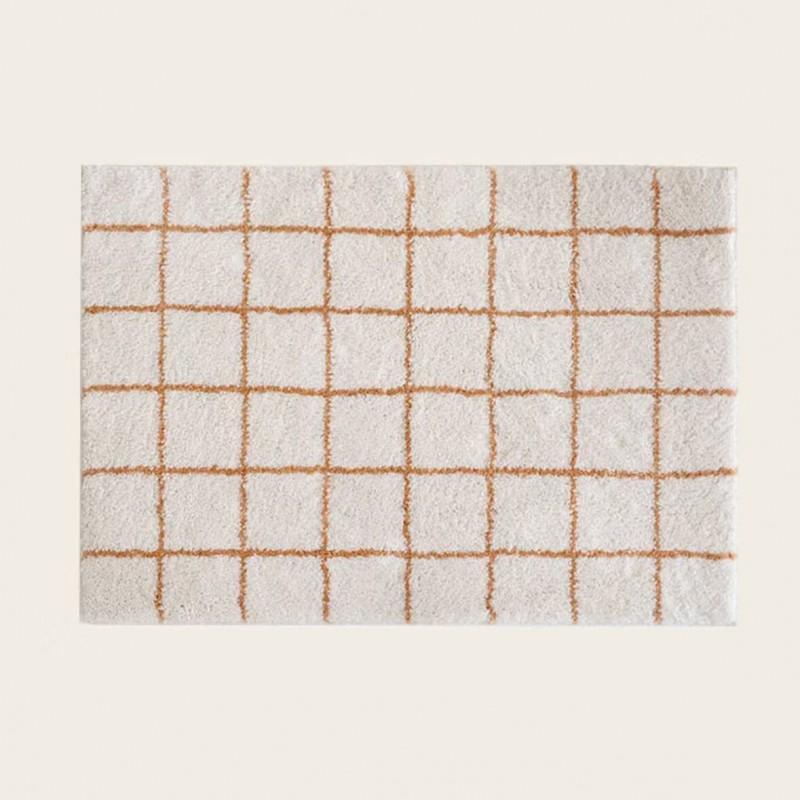 Plush Velvet Tufted Grid Rug Bedroom Bathroom Entryway Non-Slip Absorbent Floor Mat