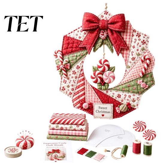 Unique Holiday Gift for Teachers Christmas Fabric Wreath DIY Kit, Patchwork Beginner-Friendly Handmade Craft Rustic Ornament Making Decoration