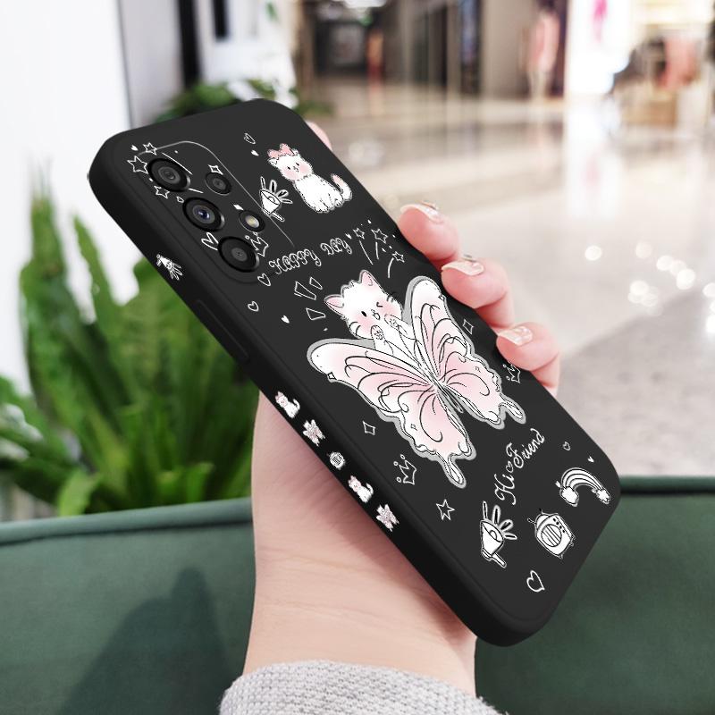 Butterfly Cat Case For Samsung Galaxy A73 A53 A33 A23 A13 A72 A52 A52S A32 A22 A12 A71 A51 A31 A21S 4G 5G Cover