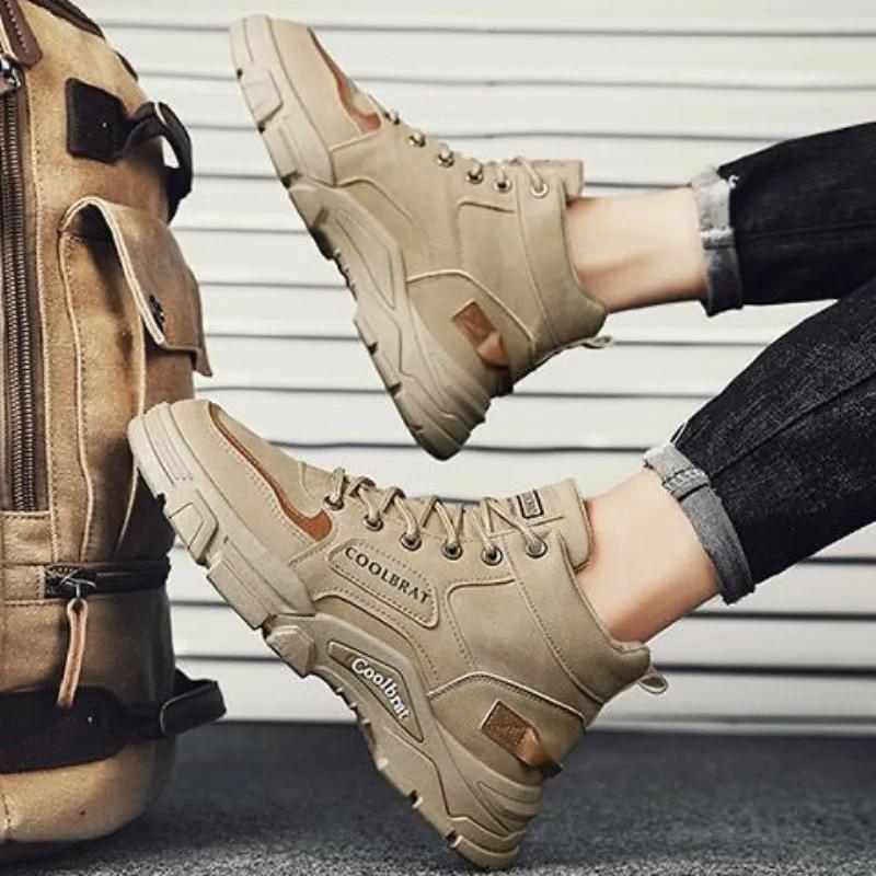 Модные Теплые Влагозащитные Зимние Ботинки на Шнуровке для Мужчин Платформа Брендовая Обувь Удобная Роскошная Противоскользящая Повседневная Флисовая Зимняя Обувь Мужская