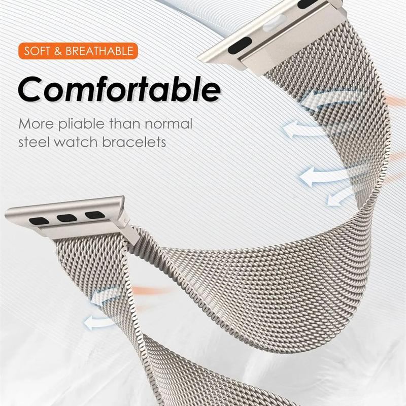 Milanese Loop Band for Apple Watch Strap Ultra 2 49mm 45mm 44mm 42mm 41mm 40mm 38mm Metal Wristband Bracelet iWatch Series 3 4 5 6 7 8 9 SE