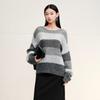 Sweet Basil Women's Striped Round Neck Knit Sweater