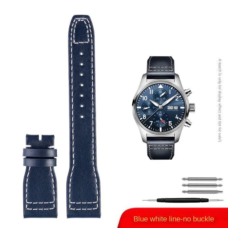 Ремешок для часов 20 мм 21 мм 22 мм для IWC Pilot Spitfire Princekin Mark дерма Черный Коричневый Ремешок из воловьей кожи Складная застежка Ремешок для часов