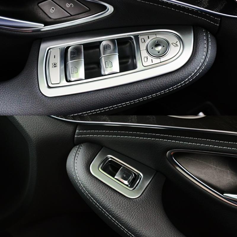 Автомобиль-Стайлинг, внутренняя отделка, кнопка подъема окна, переключатель, блестки, ABS, углеродное волокно/серебристый для Mercedes Benz New C Class W205