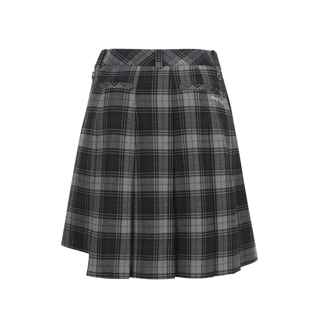 MARTINE GOLF Unbalance Pleats Mid Skirts_M/Gray