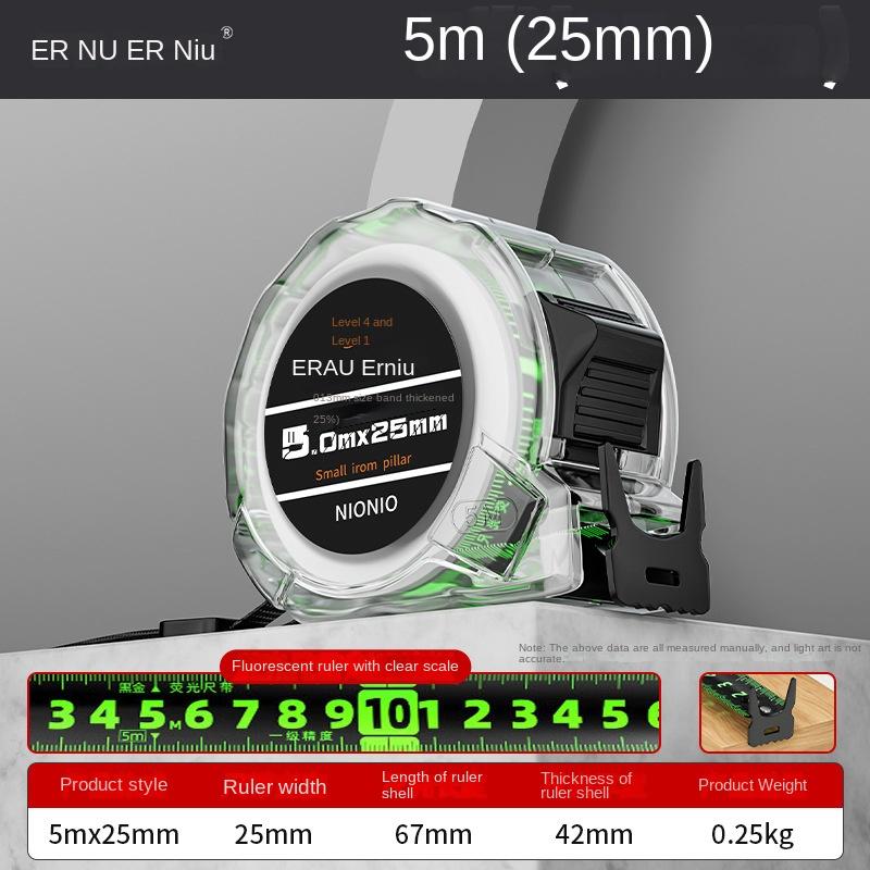 3/5/7/10 м флуоресцентная рулетка с двухсторонней шкалой, черная технология, износостойкая утолщенная многоцелевая измерительная лента
