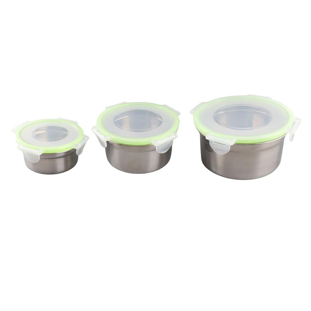 3pcs 304 Stainless Steel Food Storage Containers Food Container Set For Office Meals