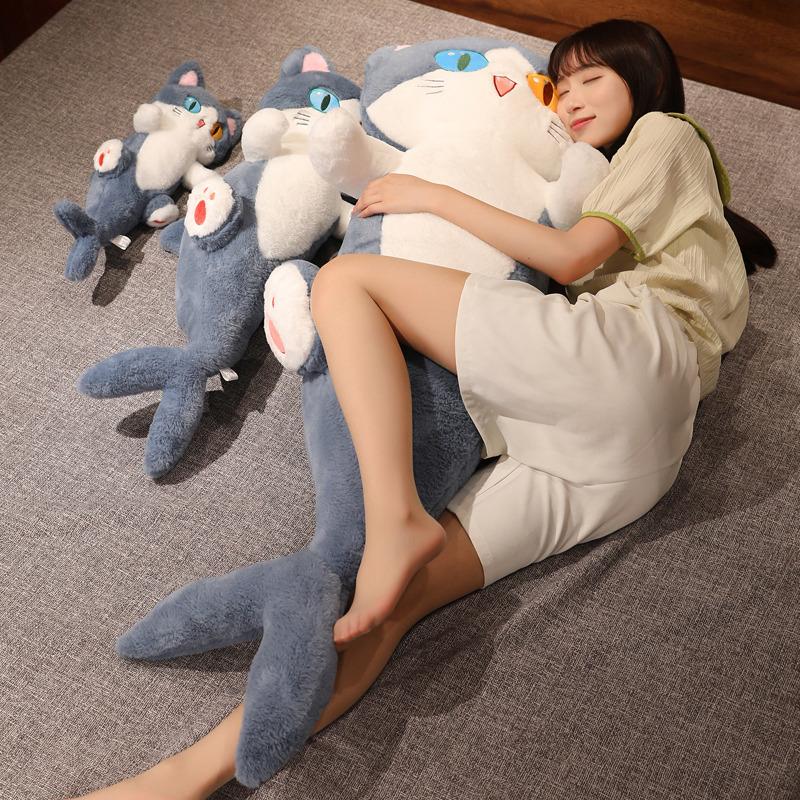 Kawaii Big Eyes Shark Cat Plush Toys Stuffed Cute Cats Doll Lovely Animal Pillow Soft Cartoon Cushion Kids Christmas Gift