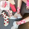 Милые носки Харадзюку с клубничками и надписью 'Love', средней длины, дышащие, осенне-зимние, повседневные