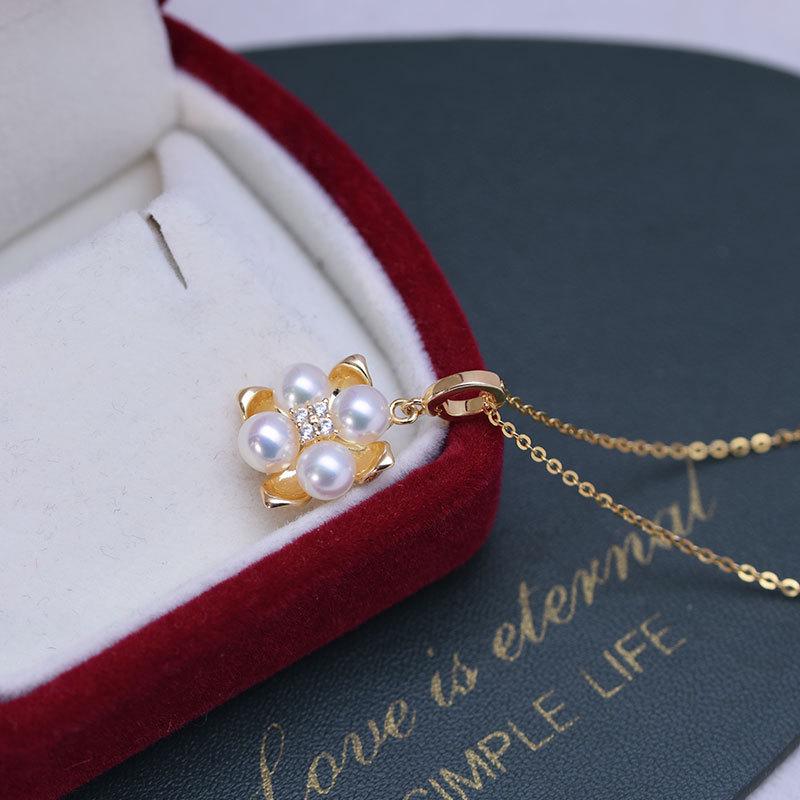 Подвеска-колье с жемчугом из пресной воды 5-6 мм с высокой степенью блеска на серебряной цепочке S925