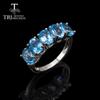 Natural Blue Topaz Ring 7*5mm  Solid 925 Sterling Silver Genuine Gemstone Fine Jewelry for Women Ladies Wedding Rings Gift Trend
