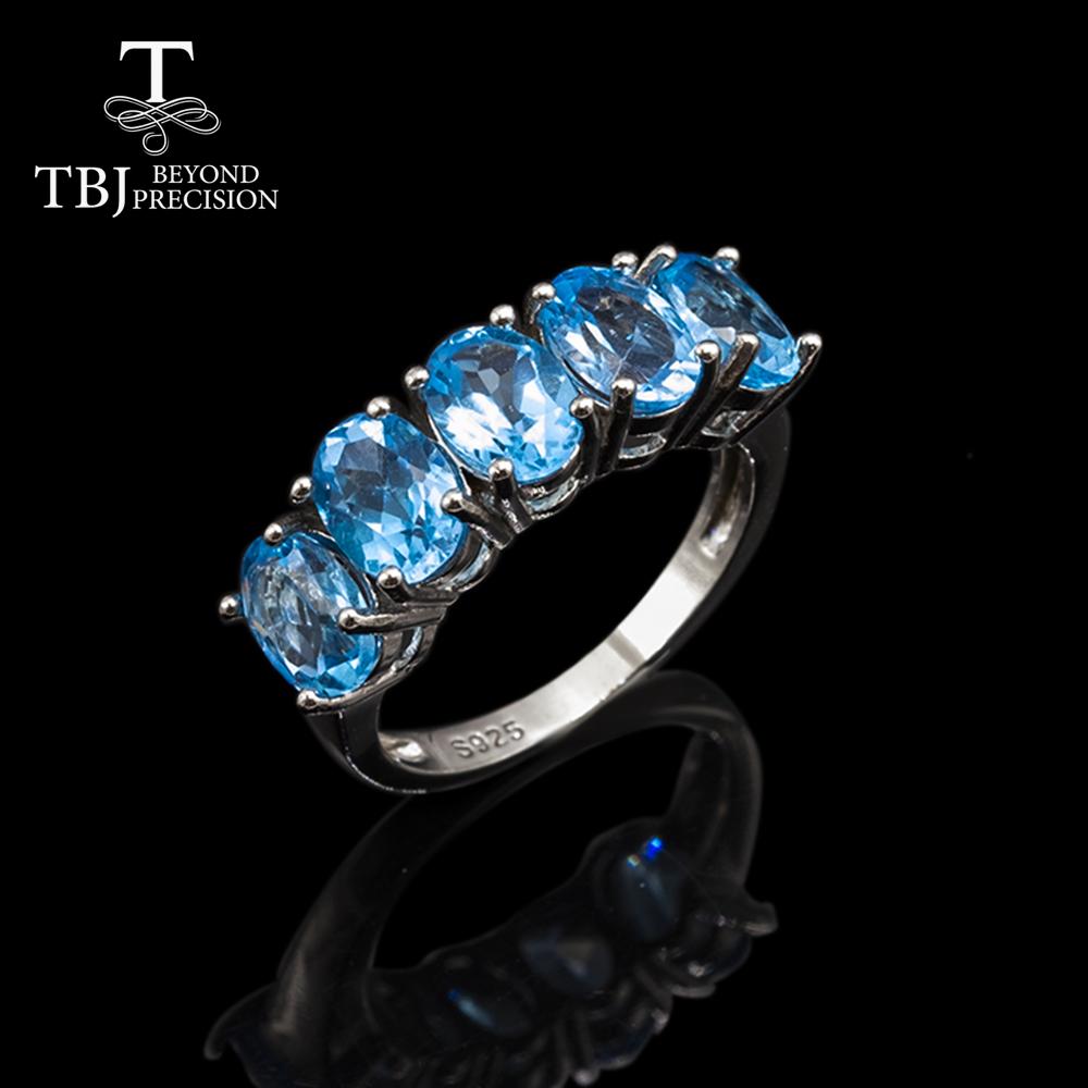 Кольцо с натуральным синим топазом 7*5 мм, твердое серебро 925 пробы, натуральный драгоценный камень, ювелирные украшения для женщин, женские обручальные кольца, подарочный тренд