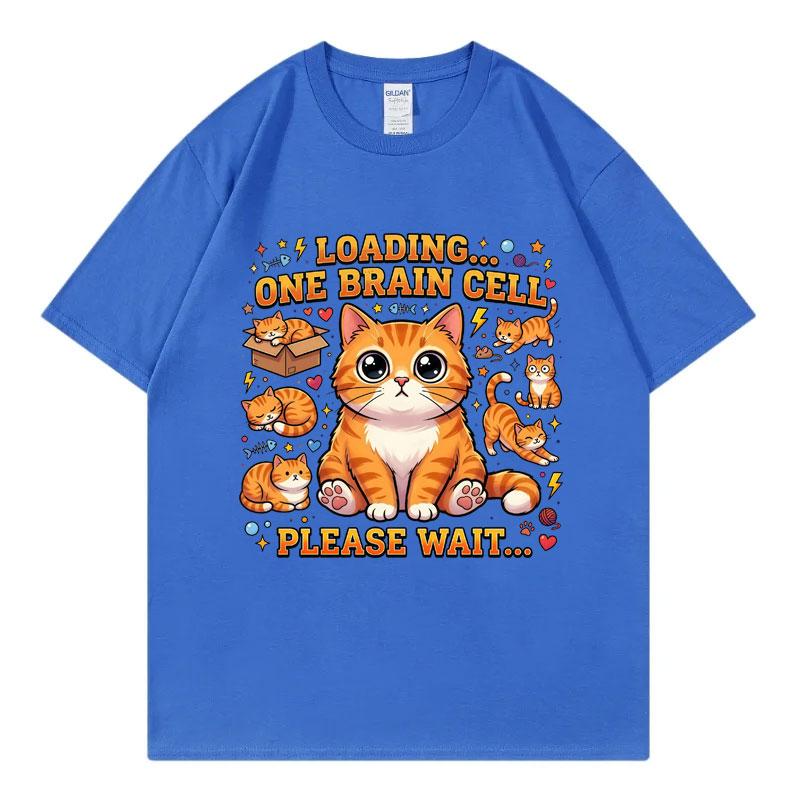 Loading One Brain Cell Funny Cat Meme Tshirts Unisex Unisex Fashion Cartoon Short Sleeve T Shirt Summer Casual Loose Cotton Tshirt