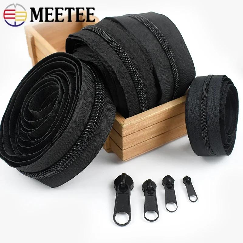 Meetee 2-5 метров 3#5#8#10# Нейлоновая молния на метраж + Бегунки для молний Пластиковая молния в рулоне Застежки для сумок, пальто, палаток Аксессуары для DIY