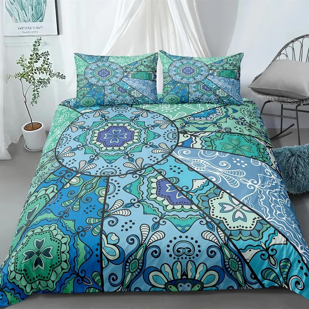 Luxury Boho Mandala Duvet Cover Set Bohemian Bedding Sets Mandala Print Comforter Cover King Size Double Bed Set Quilt Cover