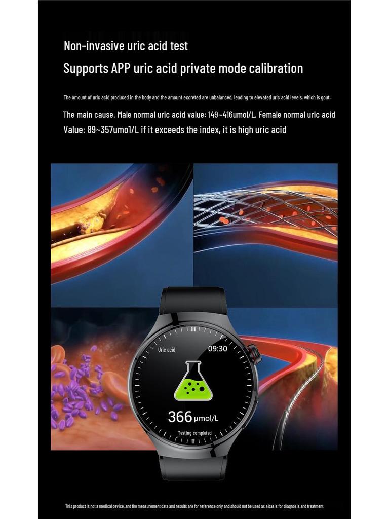 Smartwatch with ECG, Health Monitoring, SOS, Breathing Exercises, Uric Acid & Blood Lipid Tracking, WeChat & Sports Features