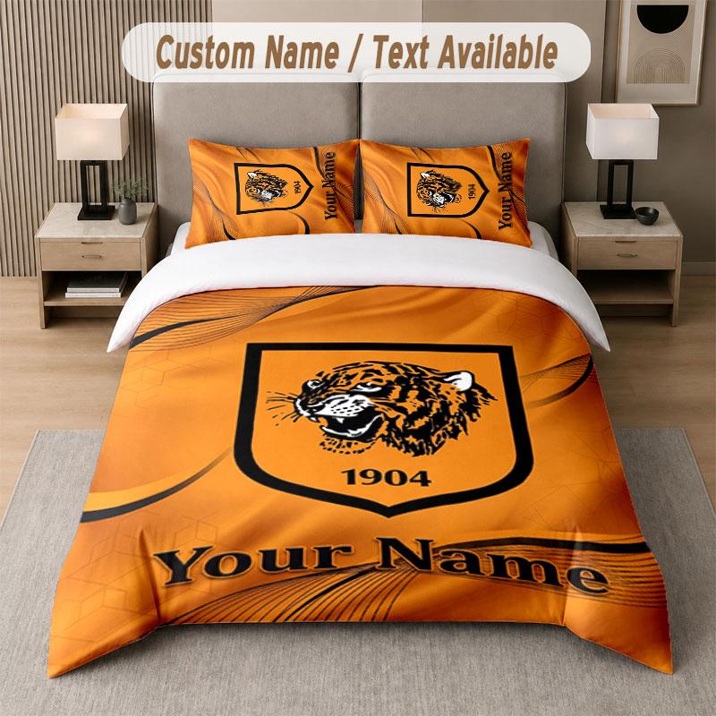 Custom Bedding Set Hull FC Pattern, Print Name Text 1 Duvet Cover plus 2 Pillowcases Home Textile