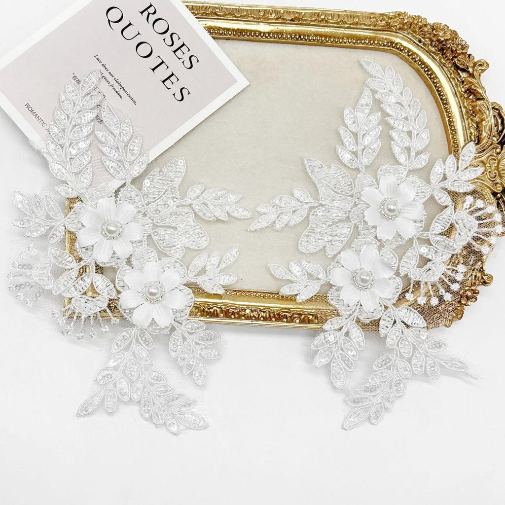 Three-Dimensional Embroidery Lace Applique Clothing Patch Decoration Flower Wedding Dress Accessories To Flower Cloth Stickers Accessories