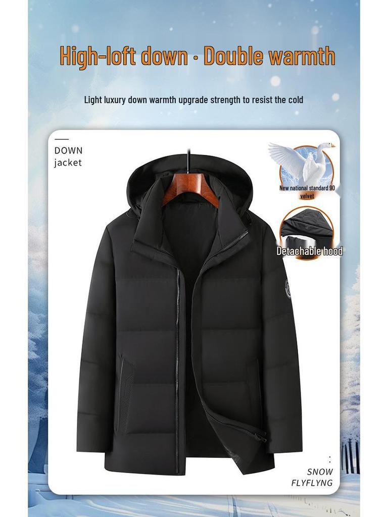 Пуховик мужской с капюшоном от известного бренда - Зимнее теплое пальто для всех возрастов