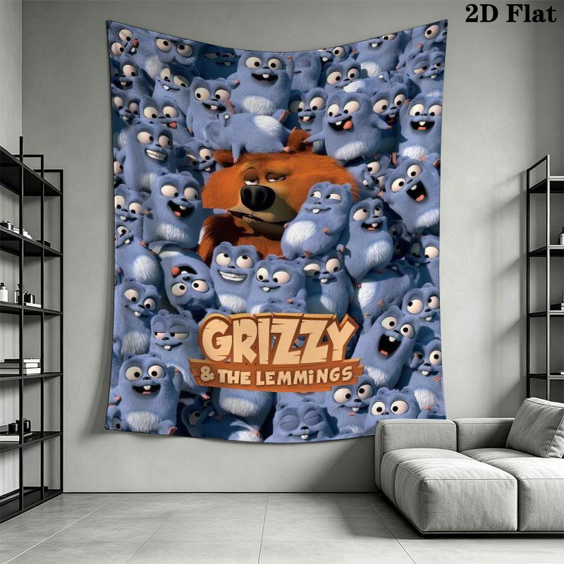 Grizzy & the Lemmings Wall Hanging Printed Fabric Blanket Decorative Tapestries for Bedroom Living Room Home Decor