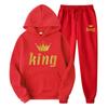 Одежда для влюбленных, мужские и женские спортивные костюмы King Queen, толстовки и брюки, одежда унисекс, толстовки больших размеров, костюмы