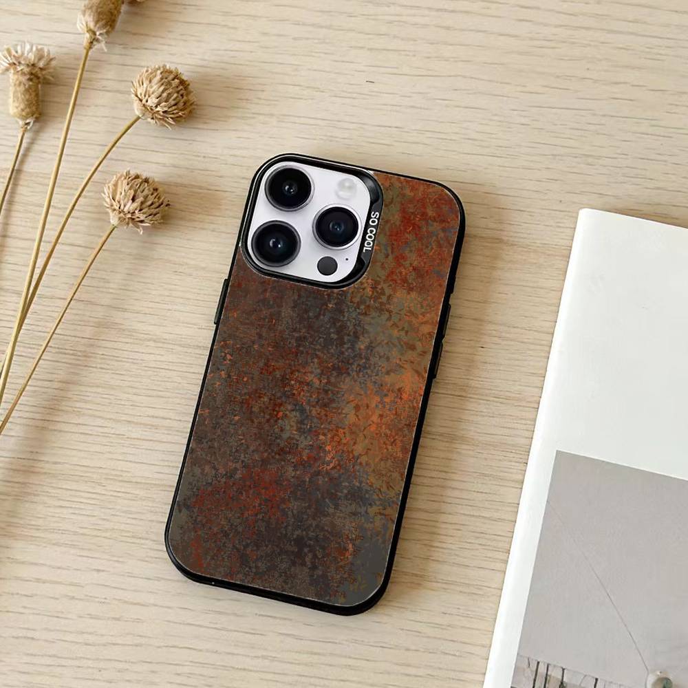 Retro Rust D-Design Phone Case For iPhone 17,16,15,14,13,12,11,Pro Max,Plus Candy Silver Cover