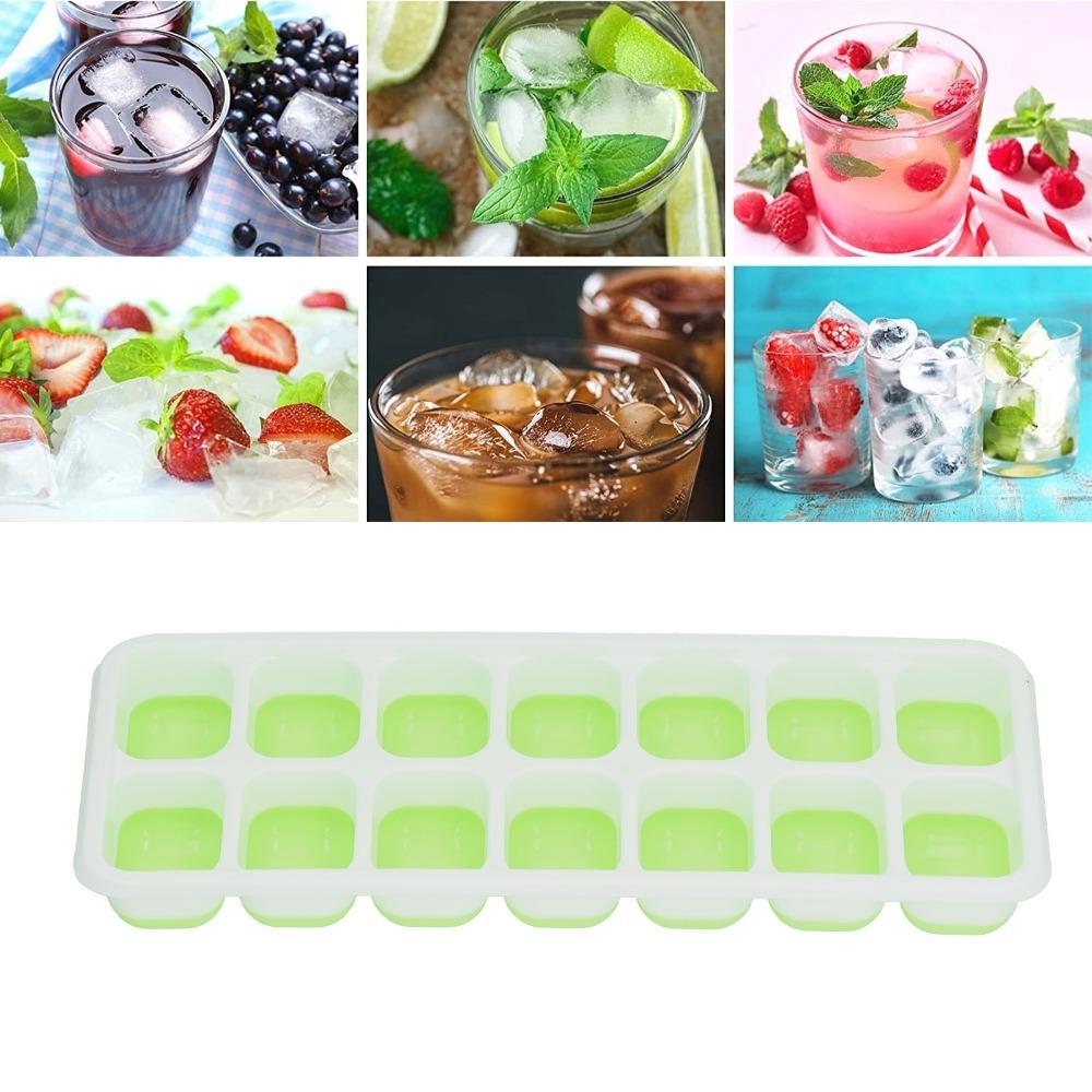 2pcs Food Grade Silicone Ice Cube Tray Removable Lid Freezer Ice Mold Stackable Ice Cube Mold Home
