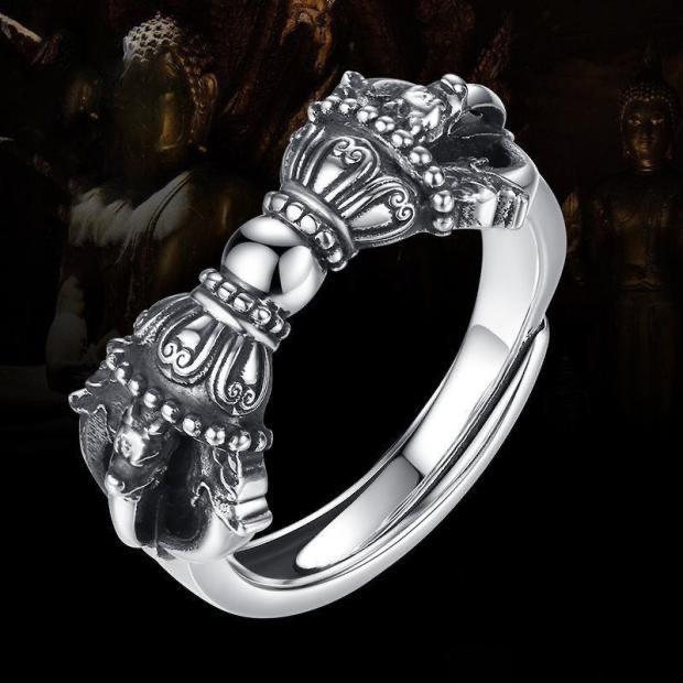 Vajra Ring for Men and Women Original Design Ethnic Style Tibetan Magic Weapon Subduing Magic Pestle Couple Ring