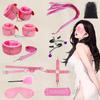 SM Restraints Adult Goods Fluffy Standard Eye Leg Cross Feather Nipple SM Sex Toys for Nipple Beginners Bag Pink Women's [Pink 10-piece Set] Mask,