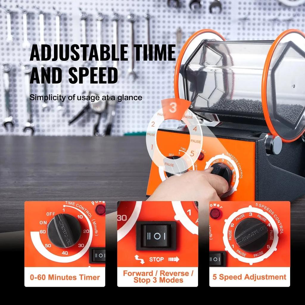 SIHAO Polishing Machine 3KG 5KG Electric Polisher Rotary Jewelry Drum Polishing Machine Gem DIY Mini-Tumbler Finishing Tools