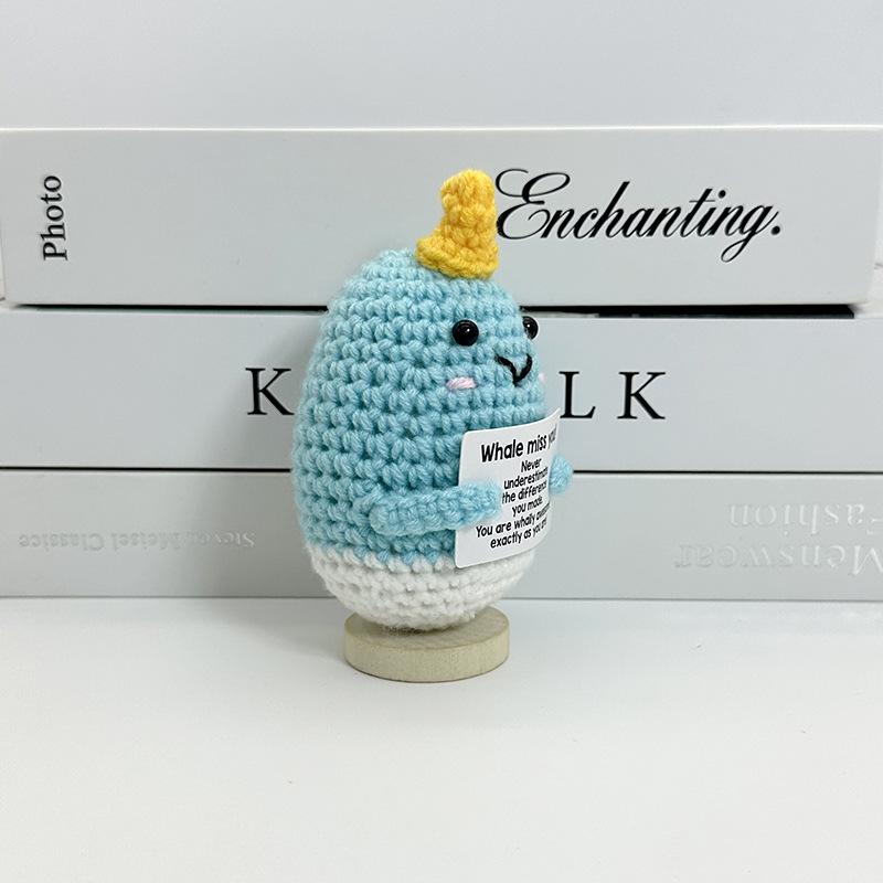 Emotional Inspirational Support Positive Crochet Narwhal Animals Doll Home Room Decoration Handmade Knitted Narwhal Ornament