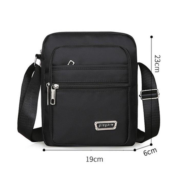 Four Zipper Men's Nylon Cloth Crossbody Bag Shoulder Bag Outdoor Leisure Bag
