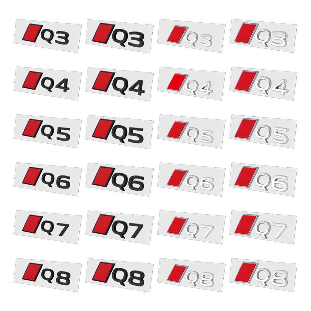 Aluminum ABS Car Styling Rear Trunk Badge Emblem Sticker Auto Accessories For Audi Q3 Q4 Q5 Q6 Q7 Q8 Sline TT RS S Quattro S3 S5