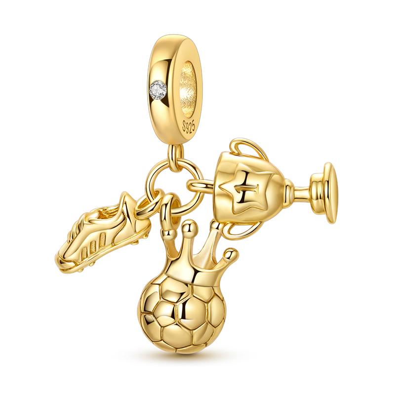 925 Silver Golden Series Charms Bead with CZ Zircon Whale Butterfly Sun Pendant for DIY Fashion Jewelry Bracelet