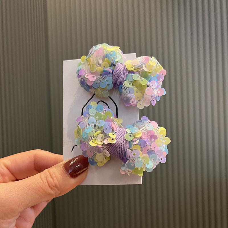 Sequin Bow Snap Hair Clips – Candy Color Princess Hairpins for Kids