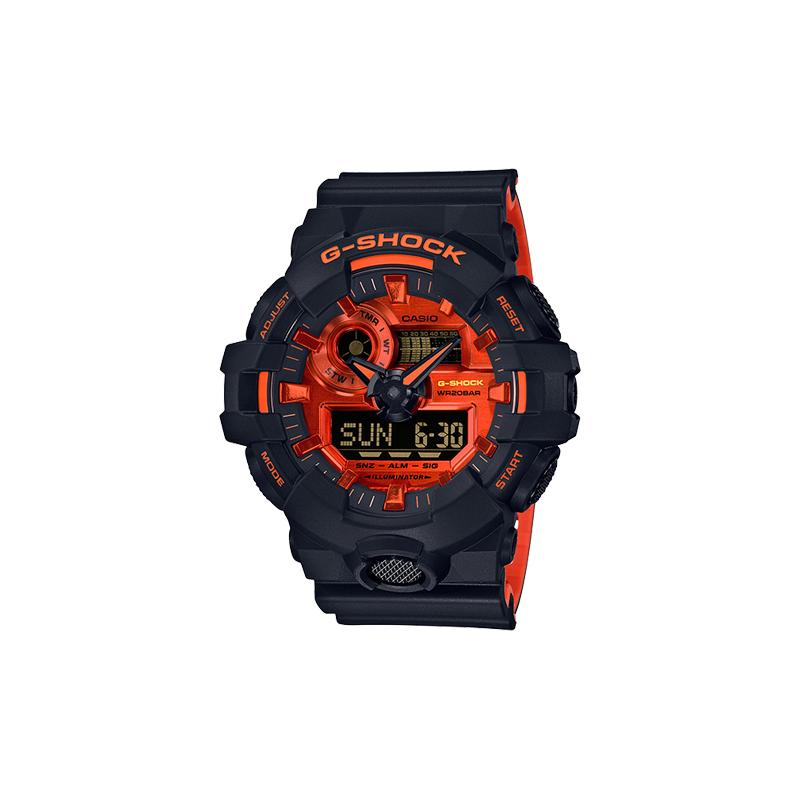 Casio Серия с двойным дисплеем LCD/стрелочным, модный уличный ретро, контрастный цвет, классический стрелочный двойной дисплей, водонепроницаемый, кварцевый механизм, GA-700BR-1A