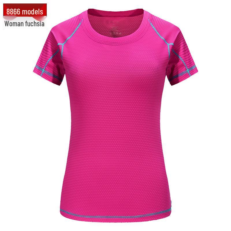Women's Ice Silk Quick-Dry Summer T-Shirt - Moisture-Wicking, Round Neck, Short Sleeve - Ideal for Running or Fitness