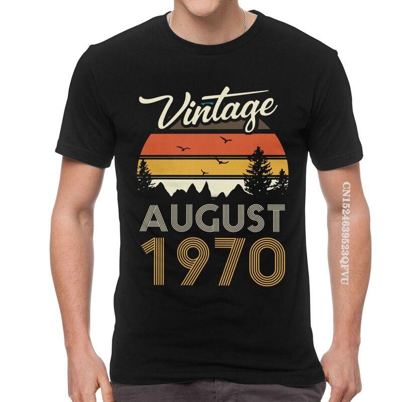 Vintage 1970 August T Shirt Mens Cotton Oversized Printing T Shirts Harajuku Tshirt 50th Birthday EMO Men Tees Tops