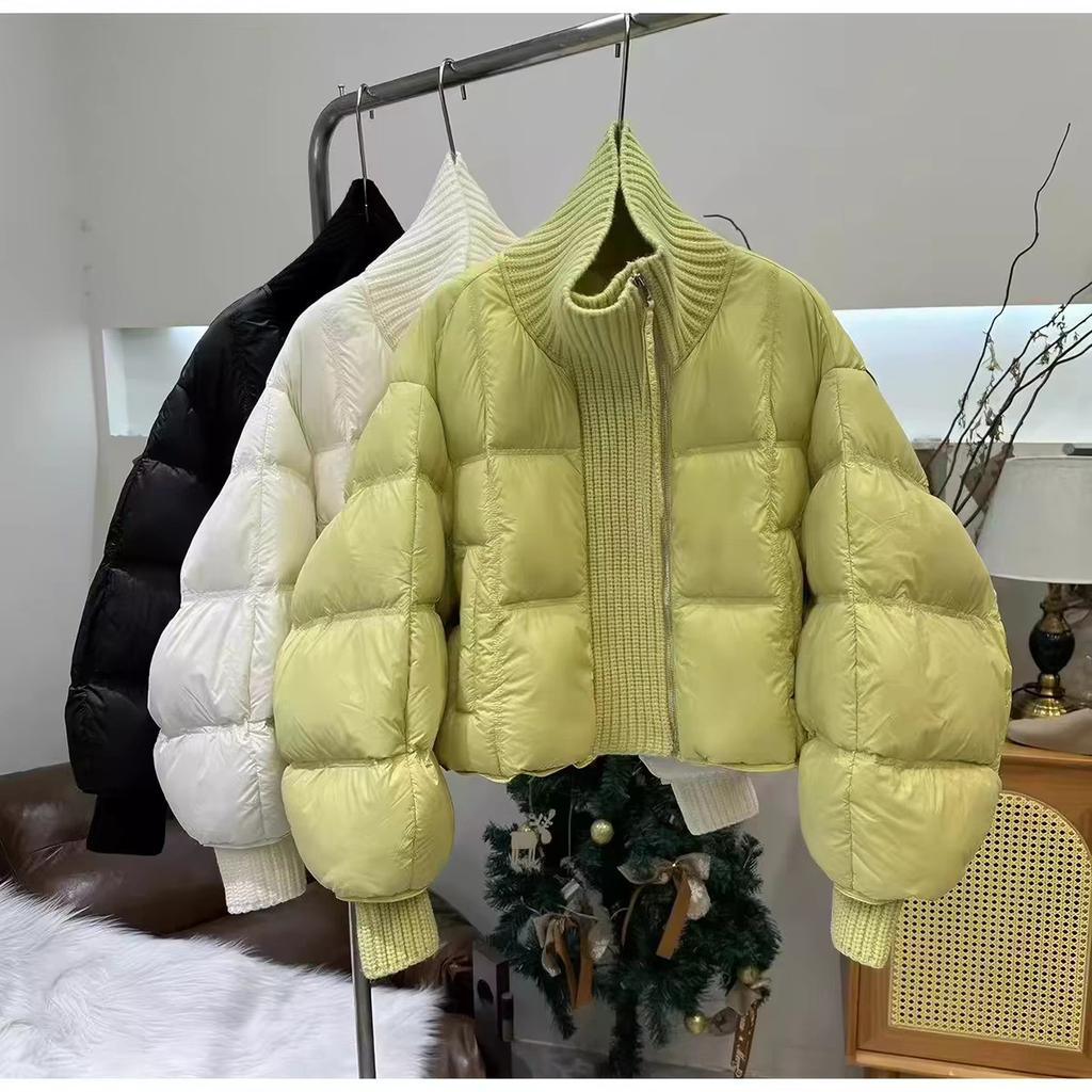 Yuyan puff down jacket women's knitted stand-up collar winter new design warm short bread jacket