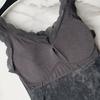 Women Vest V-Neck Sleeveless Padded Underwear Vest Solid Color Lace Trim Elastic Bottom Vest Winter Daily Wear