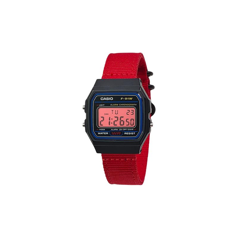 Casio Кастомизированные часы, модифицированная серия, серебристый полимерный корпус, водозащита для жизни, A158WEA-9, модифицированные-REDLINE GOLD, кварцевые, нейлоновый s, A158WEA-9