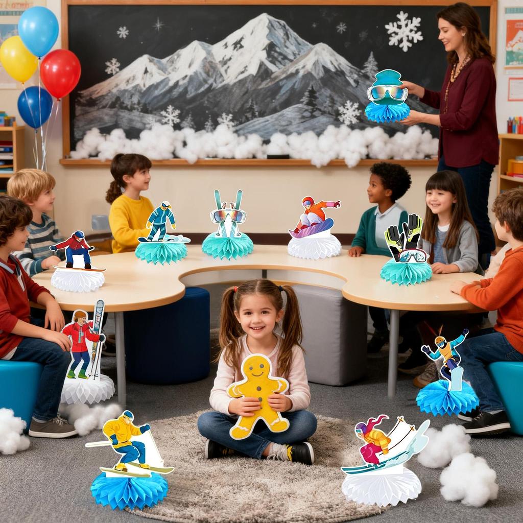 Ski Party Decorations 9 Pieces Winter Sports Theme Decor Winter Skiing Centerpieces For Tables For Table Desk Tabletop Desktop