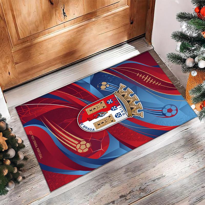 Braga FC Soccer Football Pattern Soft Area Rug Non Slip Indoor Floor Carpet Sports Decor Mat for Bedroom