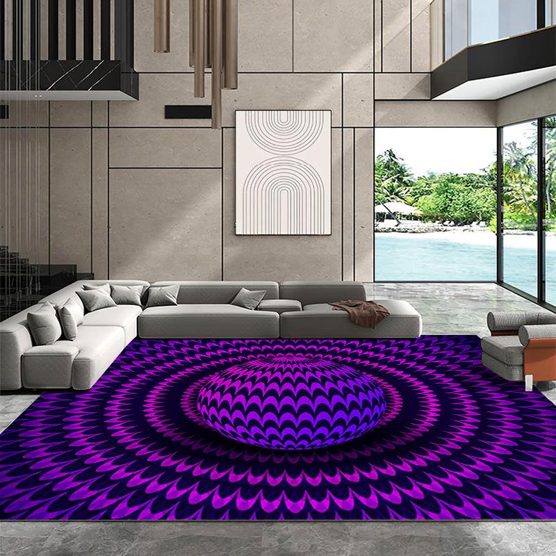 3D Vision Whirlpool Carpet Гостиная Диван Журнальный столик Коврик Спальня Полный коврик для ног Домашний декор Кристалл Бархатный напольный коврик
