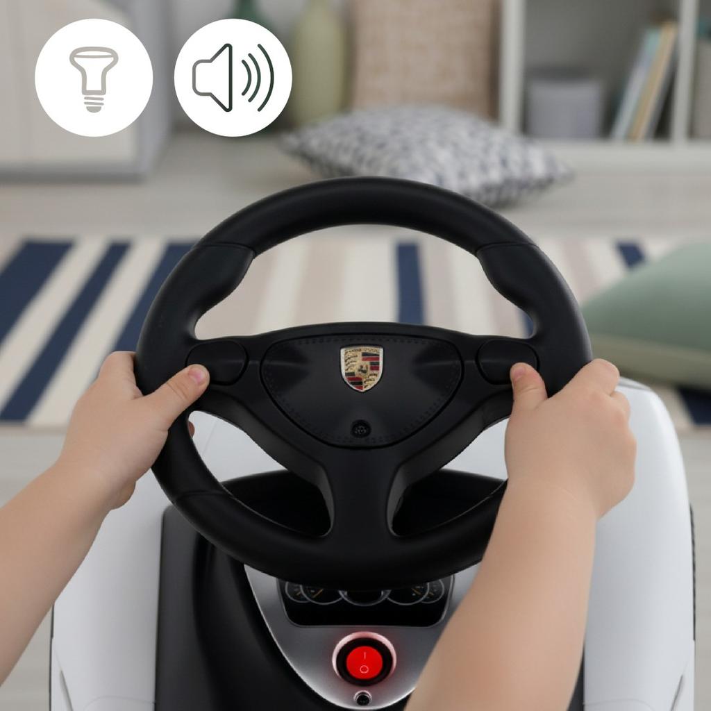 Auto Jeździk Dla Dzieci Samochód Światła Lekki Porsche Carrera Gt Biały
