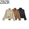 Za Autumn New Arrivals Women's Clothing Zr European and American Style Foreign Trade Fashion Versatile Double-Breasted Short Windbreaker Jacket