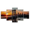 Williamsburg Bridge Brooklyn New York Sunset View 5 Piece Five Panel Wall Canvas Print Modern Art Poster Picture Home Decor Gift For Him Her